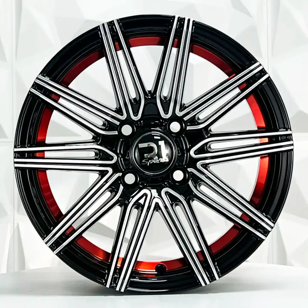 RIN 14X6.5 4-100 R1 SPORT JA130 BLACK MACHINE FACE RED LINE ET25 CB73.1